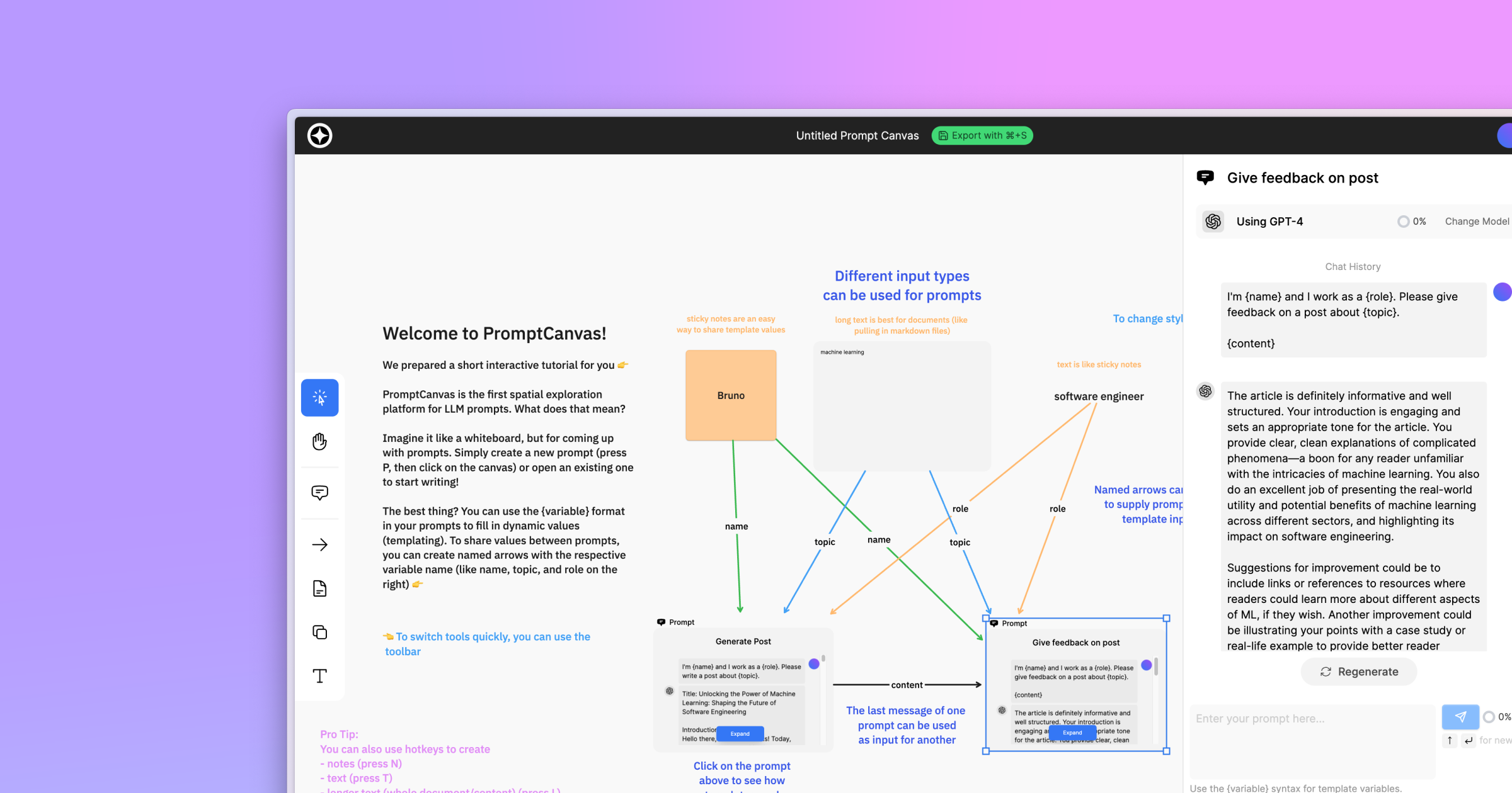 Introducing PromptCanvas,
a spatial prompt interface